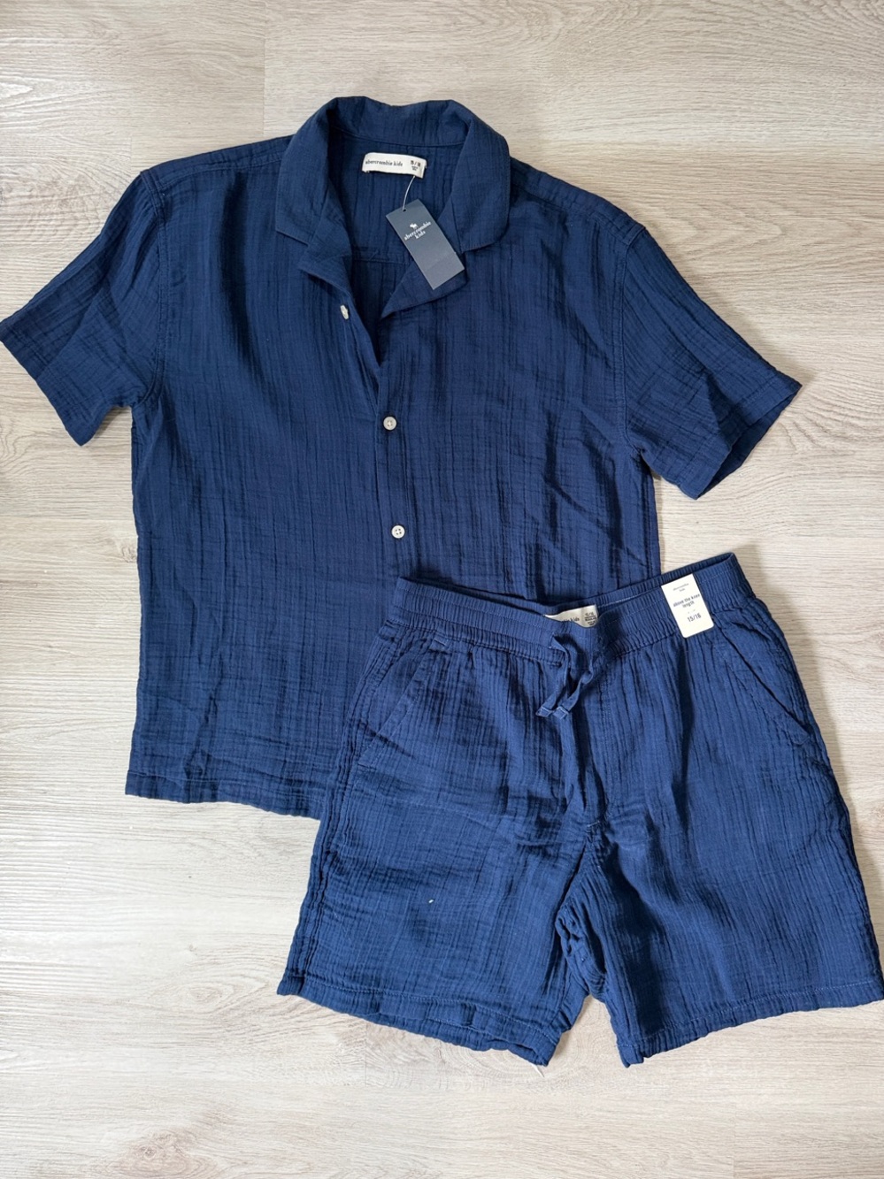 Abercrombie & Fitch Navy Cotton Drawstring Shorts